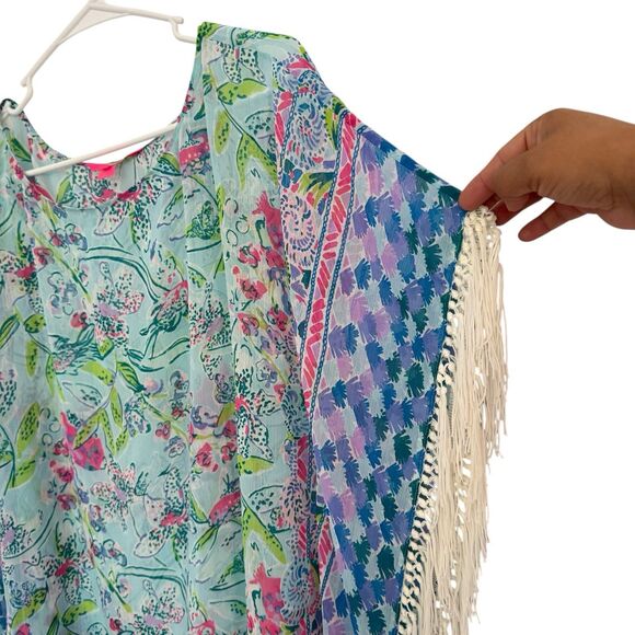 Lilly Pulitzer Womens LARGE Ginette Coverup Bali Blue Sway This Way Swim Coverup - Picture 4 of 9